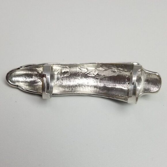 Vintage Finger Shape Ring, Silver Tone Rhinestone Nail adjustable Size Bands - Picture 6 of 7